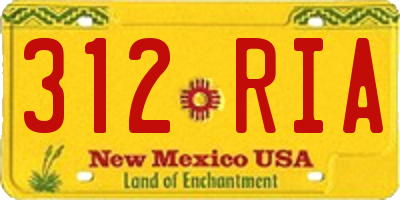 NM license plate 312RIA