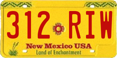 NM license plate 312RIW