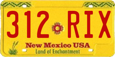 NM license plate 312RIX