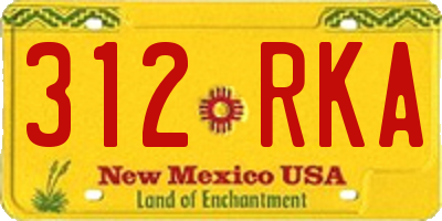 NM license plate 312RKA