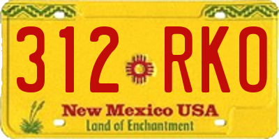 NM license plate 312RKO