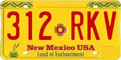 NM license plate 312RKV
