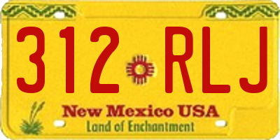 NM license plate 312RLJ
