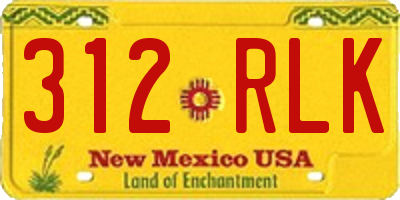 NM license plate 312RLK