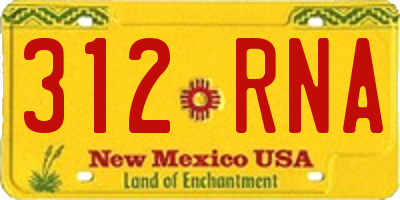 NM license plate 312RNA