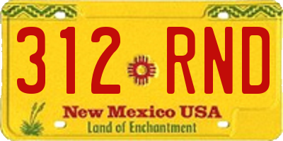 NM license plate 312RND