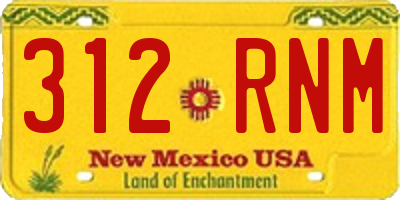 NM license plate 312RNM