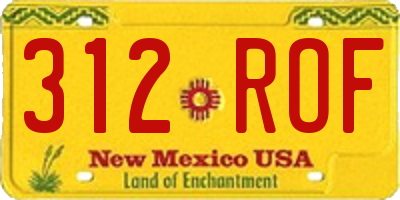 NM license plate 312ROF