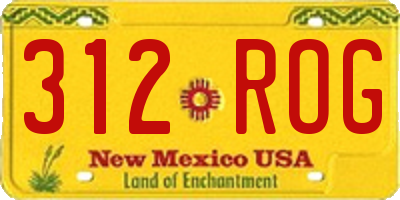 NM license plate 312ROG