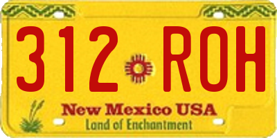 NM license plate 312ROH