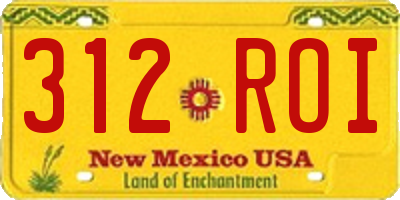 NM license plate 312ROI