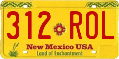NM license plate 312ROL