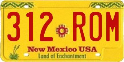 NM license plate 312ROM