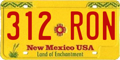 NM license plate 312RON