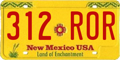 NM license plate 312ROR