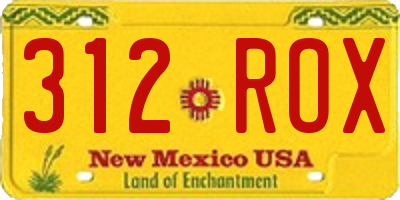 NM license plate 312ROX