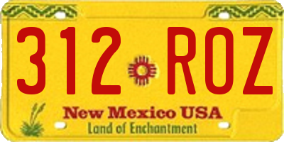 NM license plate 312ROZ
