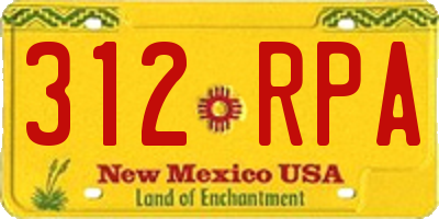 NM license plate 312RPA