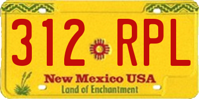 NM license plate 312RPL