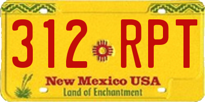 NM license plate 312RPT