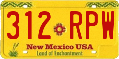 NM license plate 312RPW