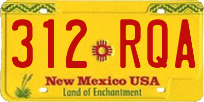 NM license plate 312RQA