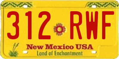 NM license plate 312RWF