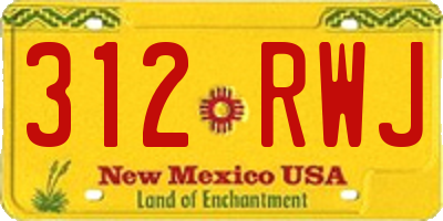 NM license plate 312RWJ