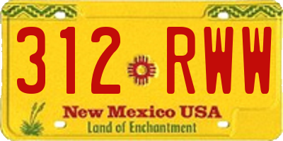 NM license plate 312RWW