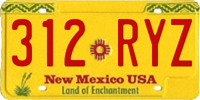 NM license plate 312RYZ
