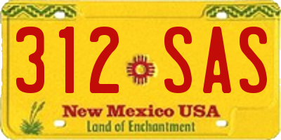 NM license plate 312SAS