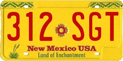 NM license plate 312SGT