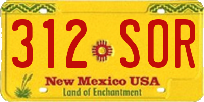 NM license plate 312SOR