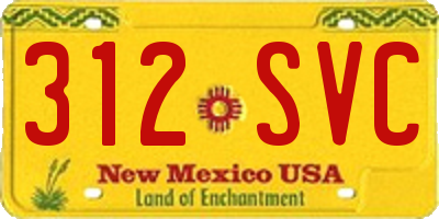 NM license plate 312SVC