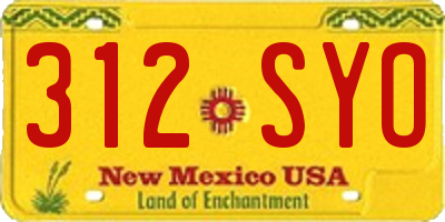 NM license plate 312SYO