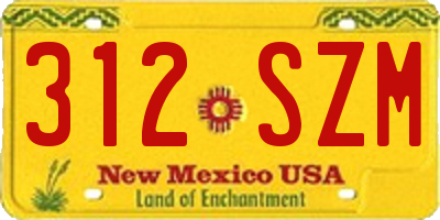 NM license plate 312SZM