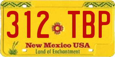 NM license plate 312TBP