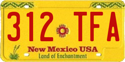 NM license plate 312TFA