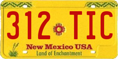 NM license plate 312TIC