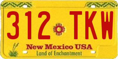 NM license plate 312TKW