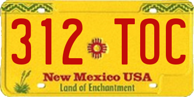 NM license plate 312TOC