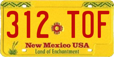 NM license plate 312TOF