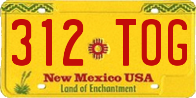 NM license plate 312TOG