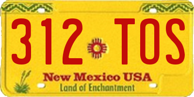 NM license plate 312TOS