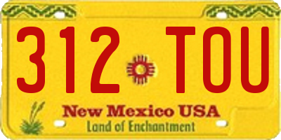 NM license plate 312TOU