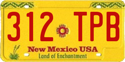 NM license plate 312TPB
