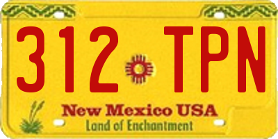 NM license plate 312TPN