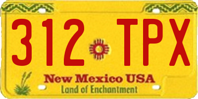 NM license plate 312TPX