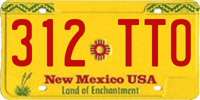 NM license plate 312TTO