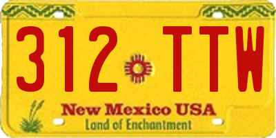 NM license plate 312TTW